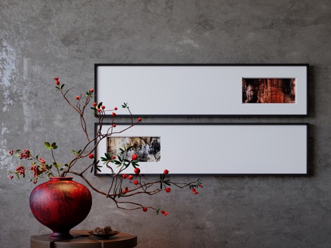  新中式挂画组合3d模型 