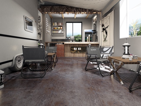  网红咖啡店3d模型 