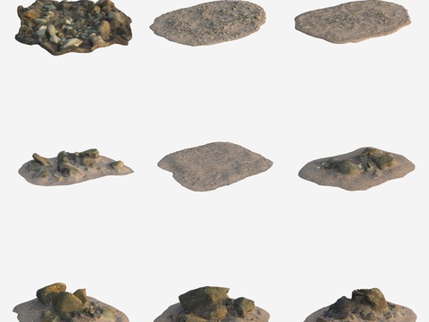  岩石火山石石堆3d模型 