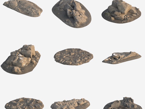  岩石火山石大石头石堆3d模型 