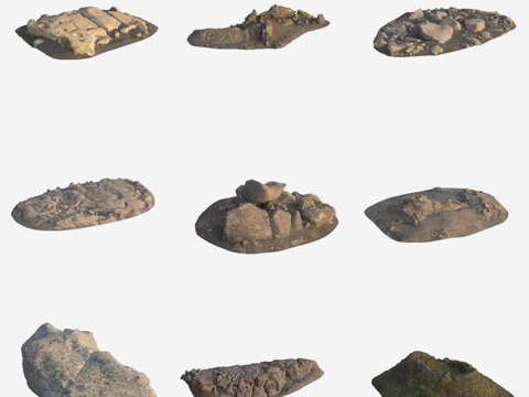  岩石火山石大石头巨石石堆3d模型 