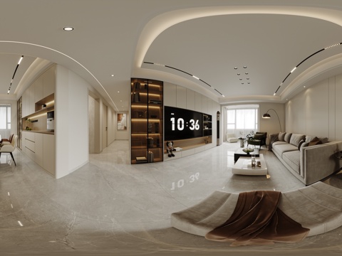  现代客餐厅vr全景3d模型 