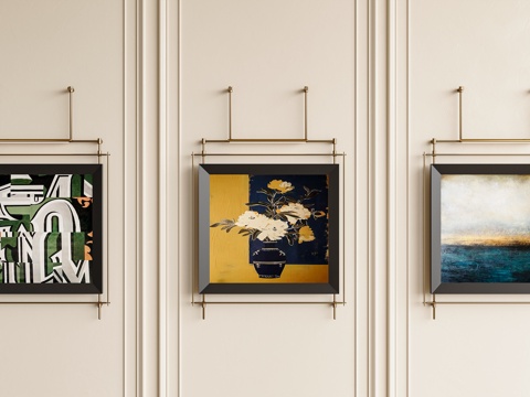  法式奶油挂画 挂画组合 装饰画 组合画 挂画 法式装饰画su模型 