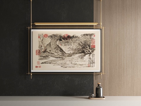  新中式装饰画3d模型 