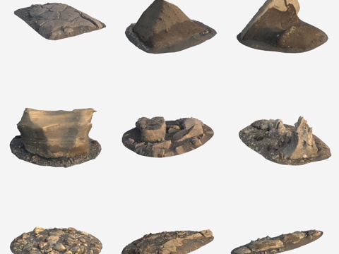 岩石火山石大石头巨石石堆3d模型 