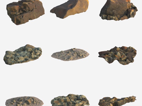  岩石火山石大石头石堆3d模型 