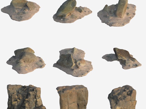  岩石火山石石堆3d模型 