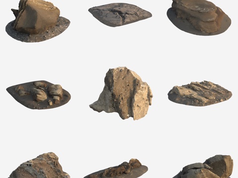  岩石火山石大石头巨石3d模型 