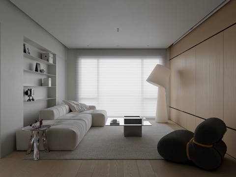  现代客餐厅 沙发 茶几 地毯3d模型 