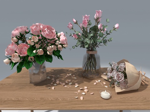  花艺花瓶  插花3d模型 