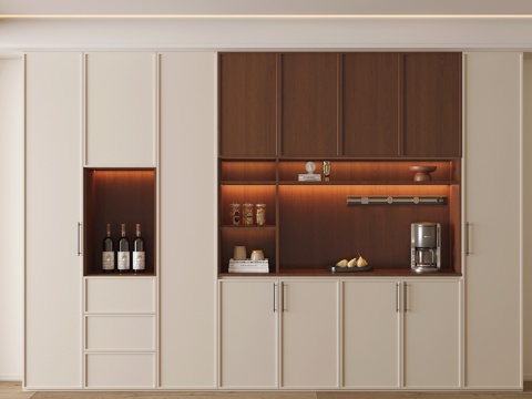  现代酒柜 饰品摆件 餐边柜 装饰柜3d模型 