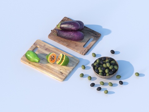  水果 木质砧板 菜板3d模型 