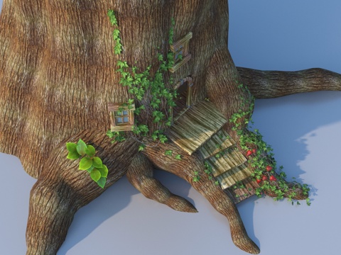  大树桩 卡通场景3d模型 