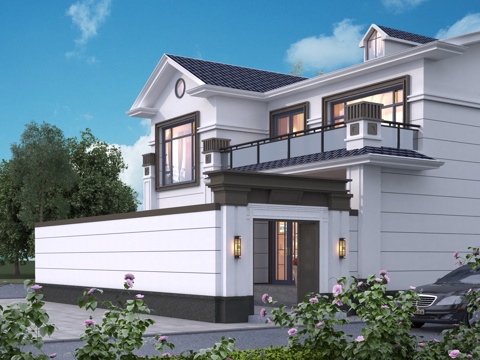  自建房 别墅 建筑外观 独栋别墅3d模型 
