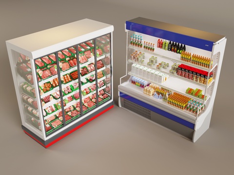  超市生鲜展示货架 饮品陈列架展柜3d模型 