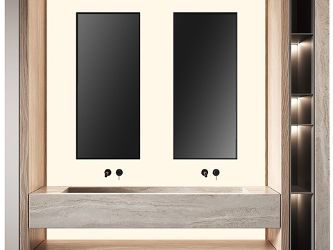  新中式轻奢浴室柜3d模型 
