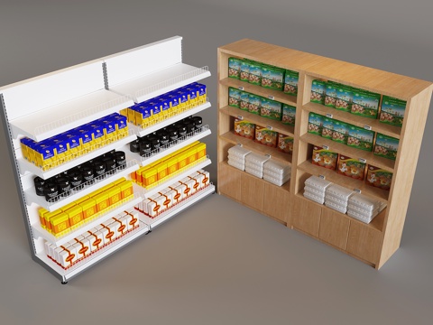  超市食品展示货架 陈列架展具展柜3d模型 