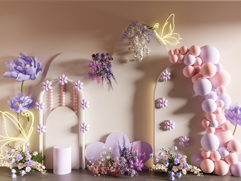  气球花艺美陈3d模型 