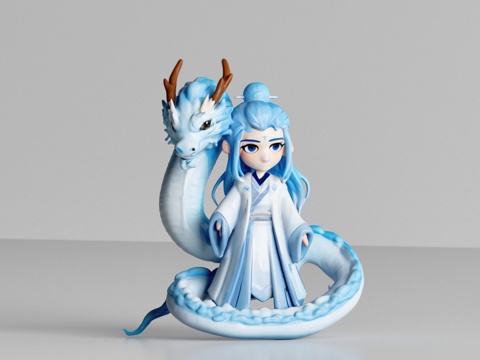  哪吒魔童闹海 敖丙 龙 雕塑摆件 景观小品su模型 