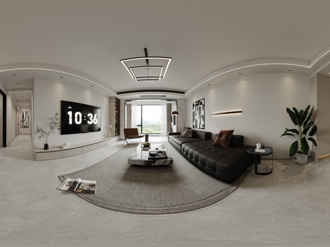 现代客餐厅vr全景3d模型