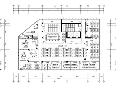  700平方办公室cad施工图 