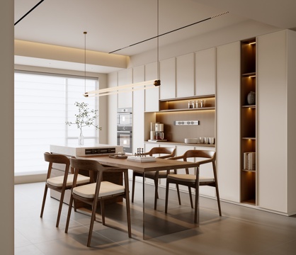  新中式餐厅su模型 