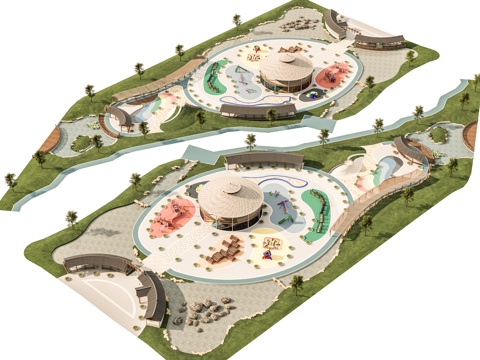  现代景观公园 景观公园体育公园 儿童游乐场地 城市运动公园su模型 