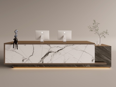  现代公司前台  接待区 吧台  接待台 服务台3d模型 