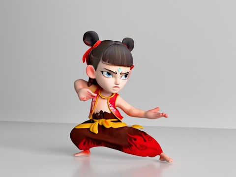 哪吒魔童闹海 哪吒 卡通雕塑 手办 摆件 景观小品su模型 