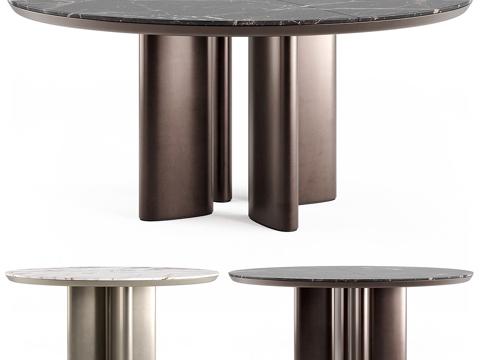  现代轻奢 Poliform Adrien 圆餐桌3d模型 