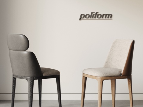  POLIFORM现代餐椅组合 皮革 实木 书椅3d模型 