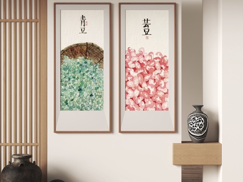  新中式装饰挂画3d模型 