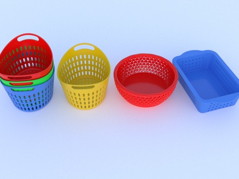  塑料篮子 洗菜篮 购物篮 沥水篮 水果篮子 厨房淘米篮3d模型 
