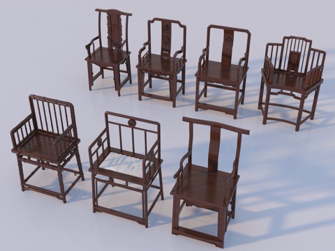  中式椅子组合3d模型 