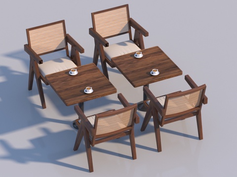  侘寂休闲桌椅3d模型 