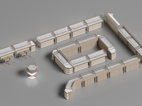  轻奢首饰柜 岛台首饰柜 珠宝展示柜 金店展柜 展示柜3d模型 