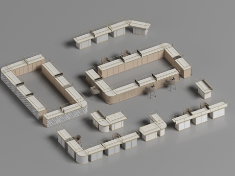  轻奢首饰柜 岛台首饰柜 珠宝展示柜 金店展柜 展示柜3d模型 