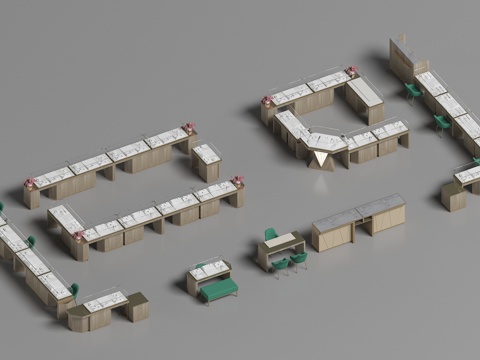  轻奢首饰柜 岛台首饰柜 珠宝展示柜 金店展柜 展示柜3d模型 