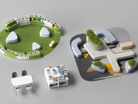  休闲长凳 ，休闲桌椅3d模型 