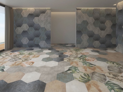  6角形花砖 花砖 仿古砖 复古砖3d模型 