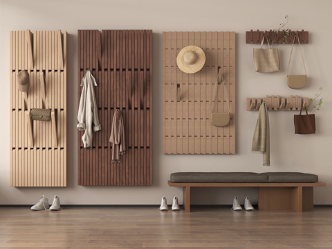  钢琴板挂钩 换鞋长凳 挂钩 衣帽钩su模型 