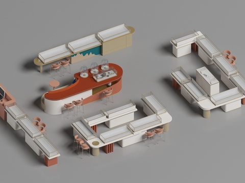  轻奢首饰柜 岛台首饰柜 珠宝展示柜 金店展柜 展示柜3d模型 