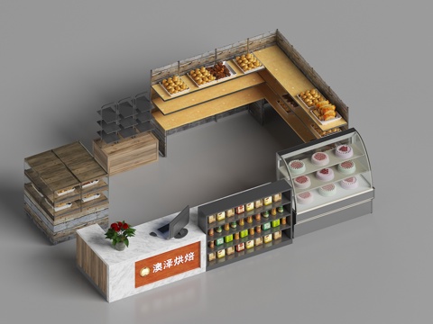  蛋糕冷藏柜 面包店设备 蛋糕面包展柜3d模型 