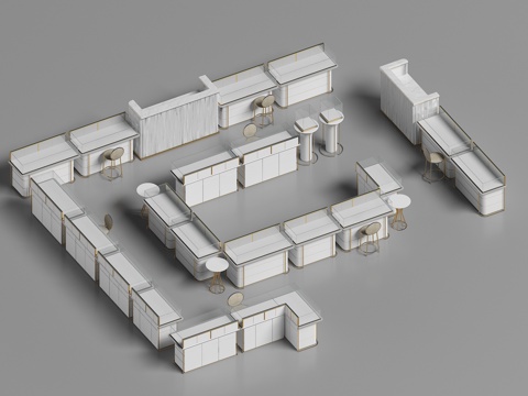  轻奢首饰柜 岛台首饰柜 珠宝展示柜 金店展柜 展示柜3d模型 