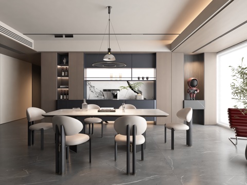  意式风格餐厅3d模型 