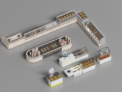  蛋糕冷藏柜 面包店设备 蛋糕面包展柜3d模型 