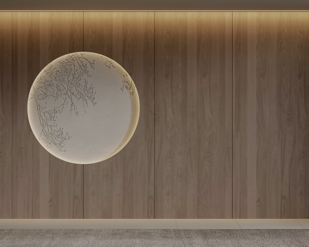  新中式木饰面造型墙 墙饰板 护墙板 玄关背景墙3d模型 