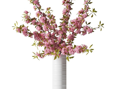  新中式花瓶花艺 桃花3d模型 