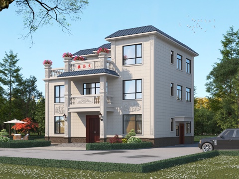  简欧 独栋别墅 欧式别墅 别墅住宅楼 小洋楼3d模型 