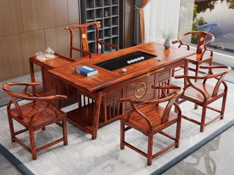  茶台桌椅组合3d模型 